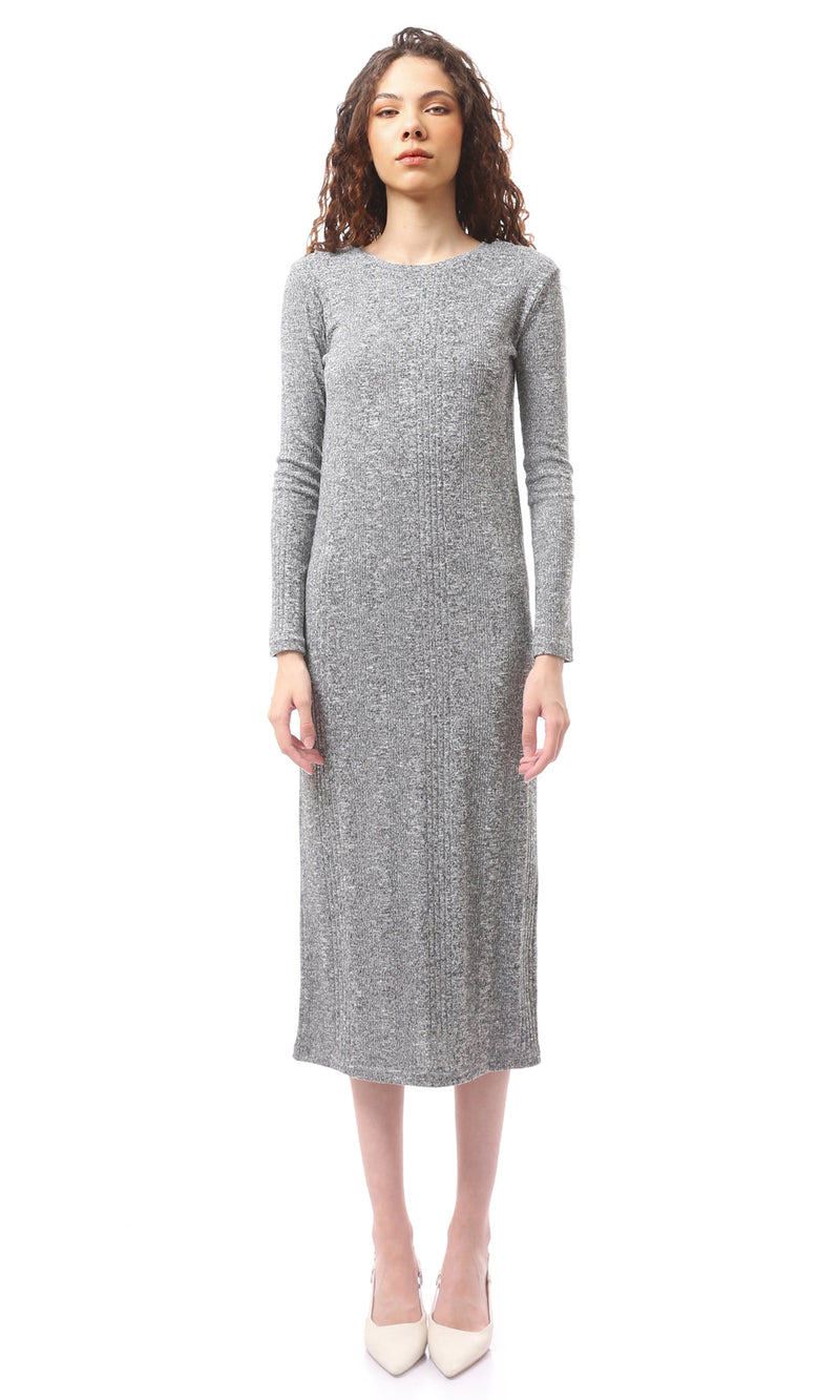 O172732 Heather Dark Grey Fashionable Slip On Dress