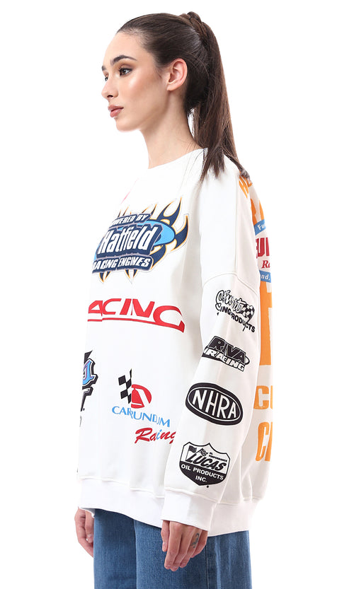 O173044 Crew Neck Loose Fit Coziness Multicolour Long Sweatshirt