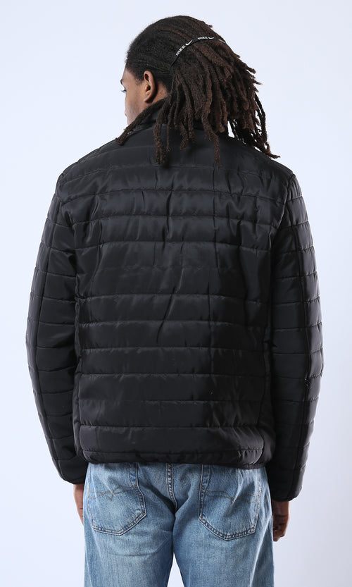 O173257 Double Face Quilted & Solid Bomber Jacket - Camel & Black