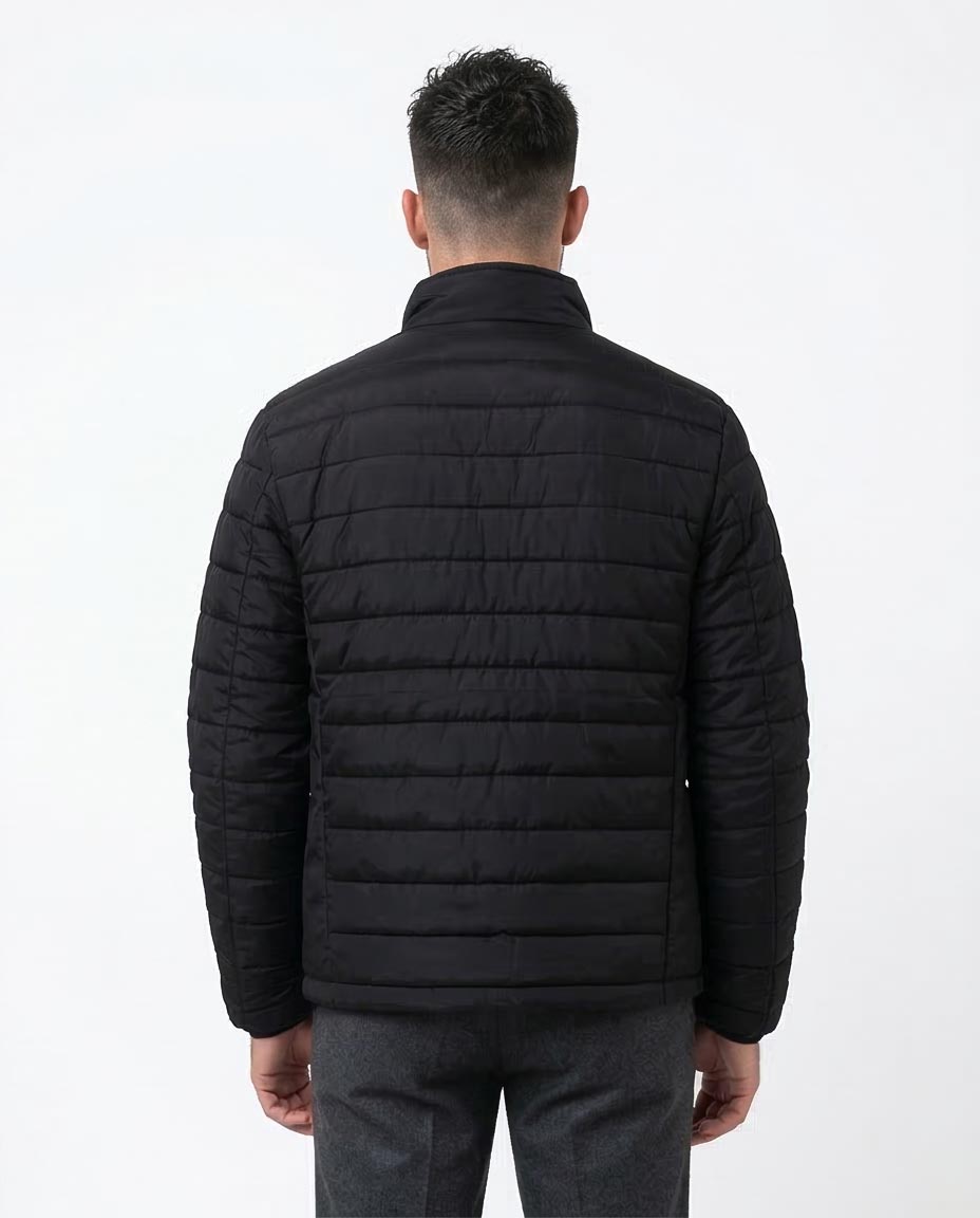 Black Quilted Lightweight Puffer Jacket - O173258