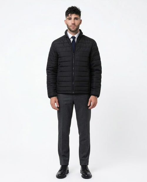 Ravin Men’s Horizontal Quilted Lightweight Puffer Jacket – Black - O173258