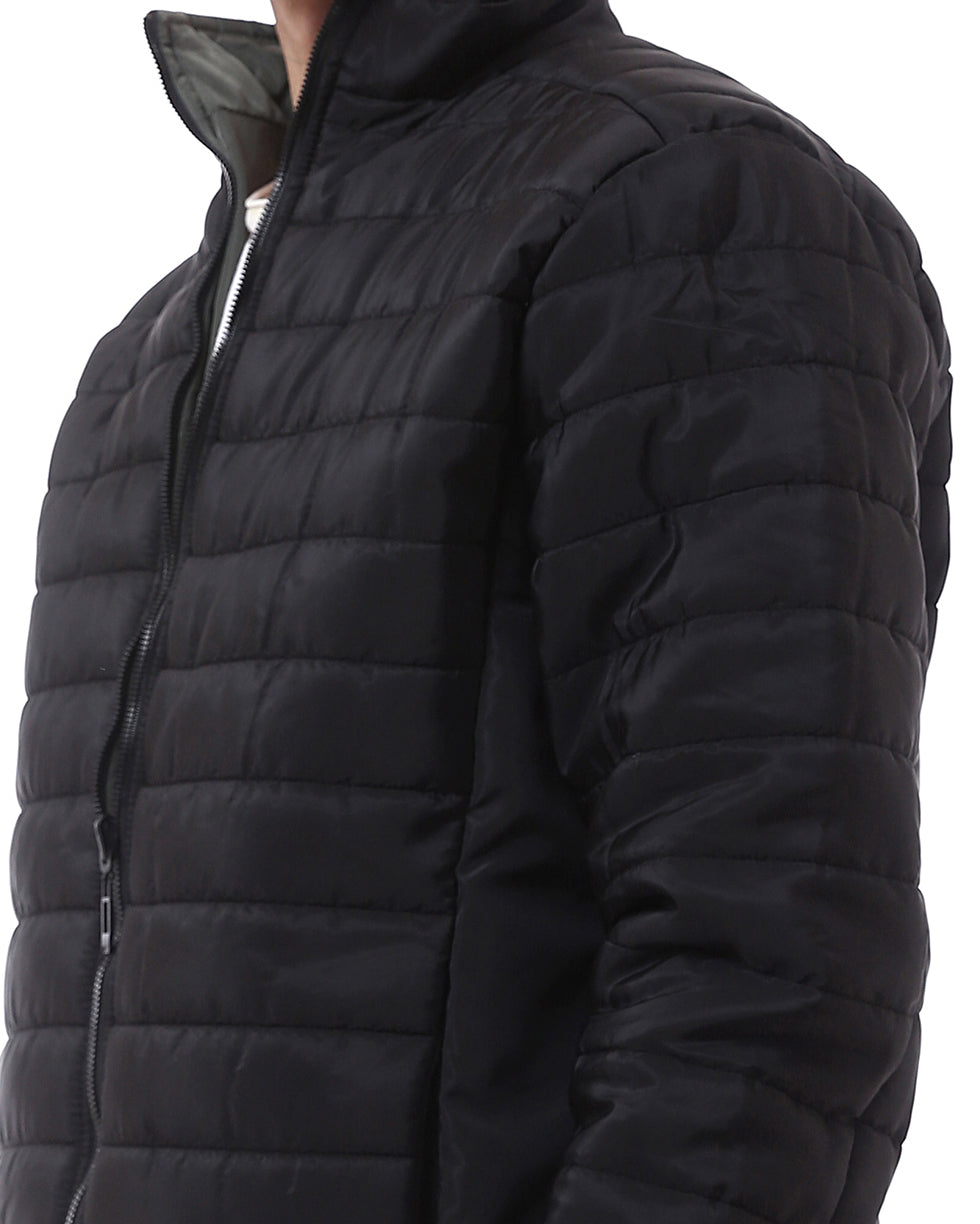 Black Quilted Lightweight Puffer Jacket - O173258