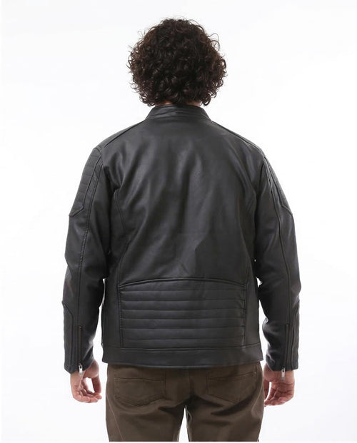 Ravin Men’s Faux-Leather Quilted Biker Jacket – Black - O173262