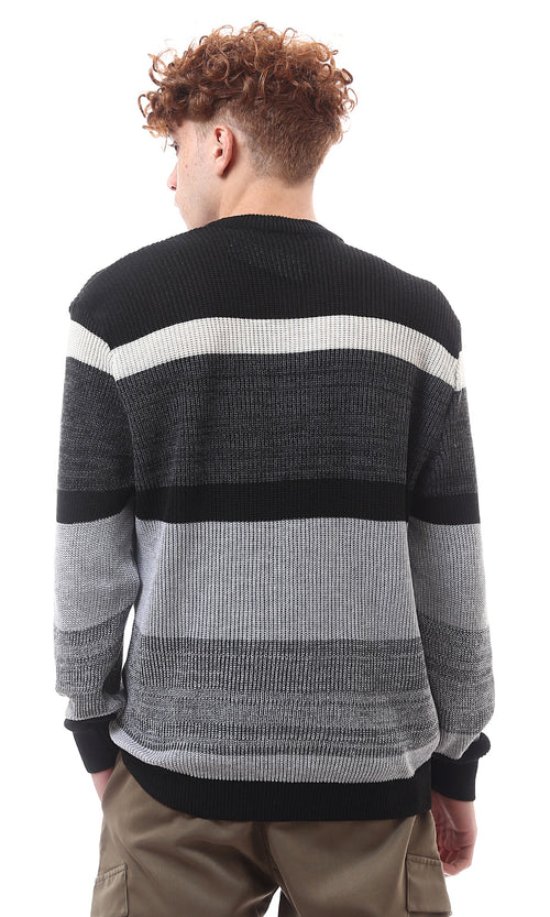 O173598 Heather Grey & Black Knitted Slip On Pullover