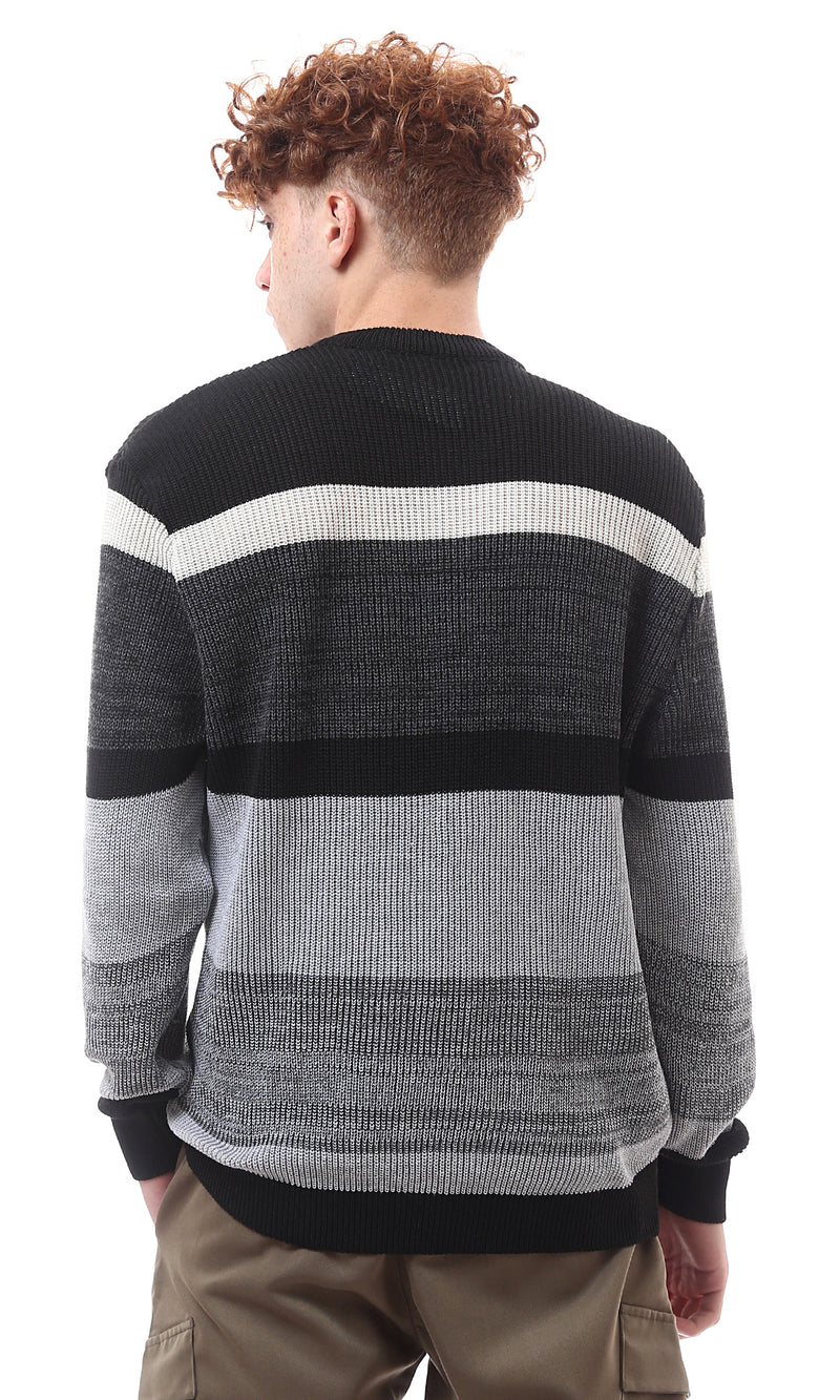 O173598 Heather Grey & Black Knitted Slip On Pullover