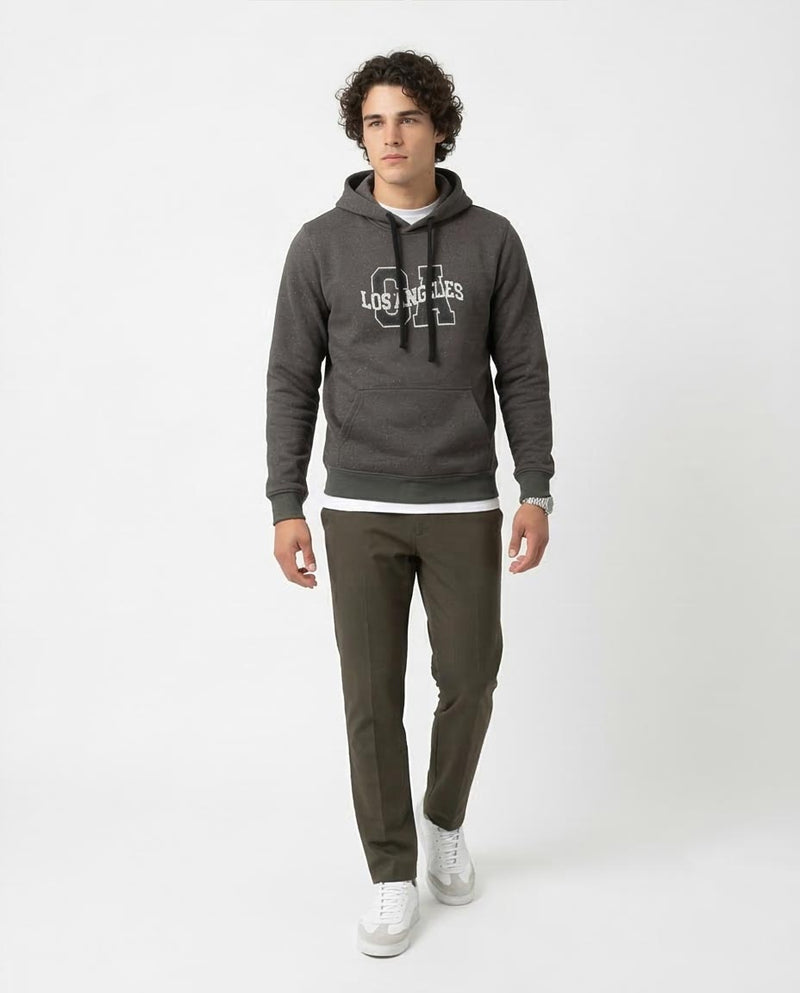 Ravin Men’s LA Graphic Speckled Fleece Hoodie – Charcoal - O173651