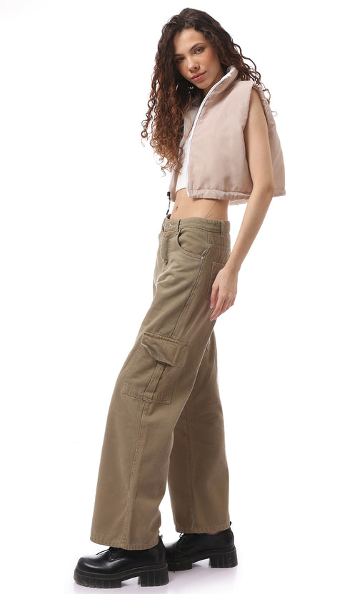 جاكت مزدوج الوجه بسوستة بيج  & أبيض