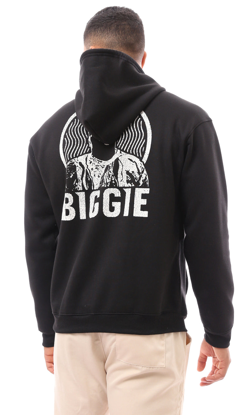 O173703 Front & Back Print "Bigge" Black Winter Hoodie