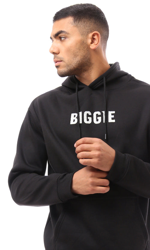 O173703 Front & Back Print "Bigge" Black Winter Hoodie