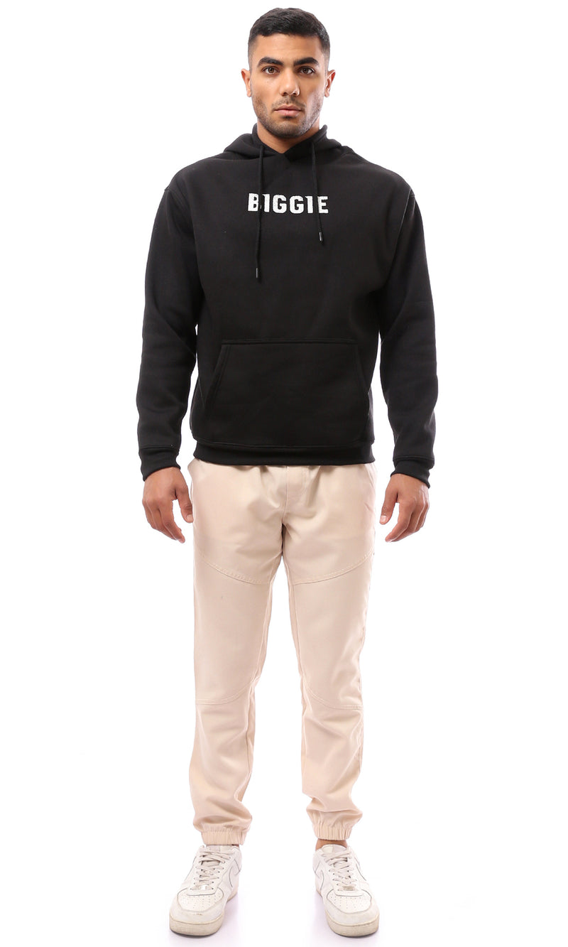 O173703 Front & Back Print "Bigge" Black Winter Hoodie