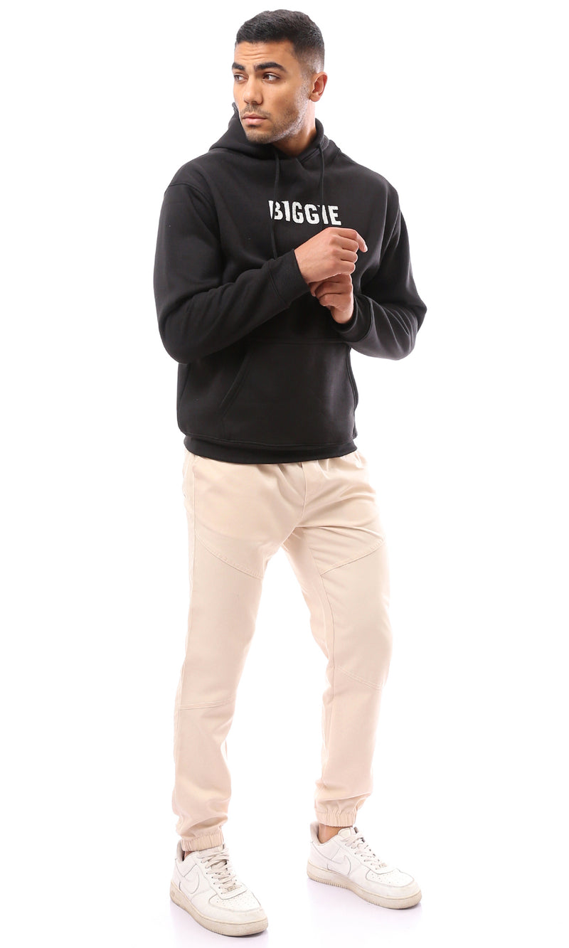 O173703 Front & Back Print "Bigge" Black Winter Hoodie