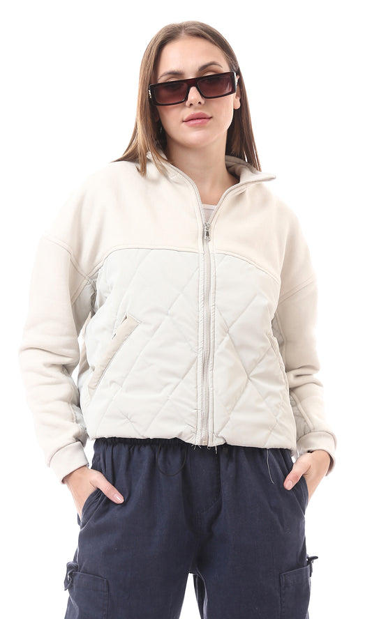 O173803 Cotton Light Beige Jacket With Waterproof Quilt