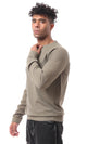O173872 Long Sleeves Dark Olive Patterned Sweatshirt