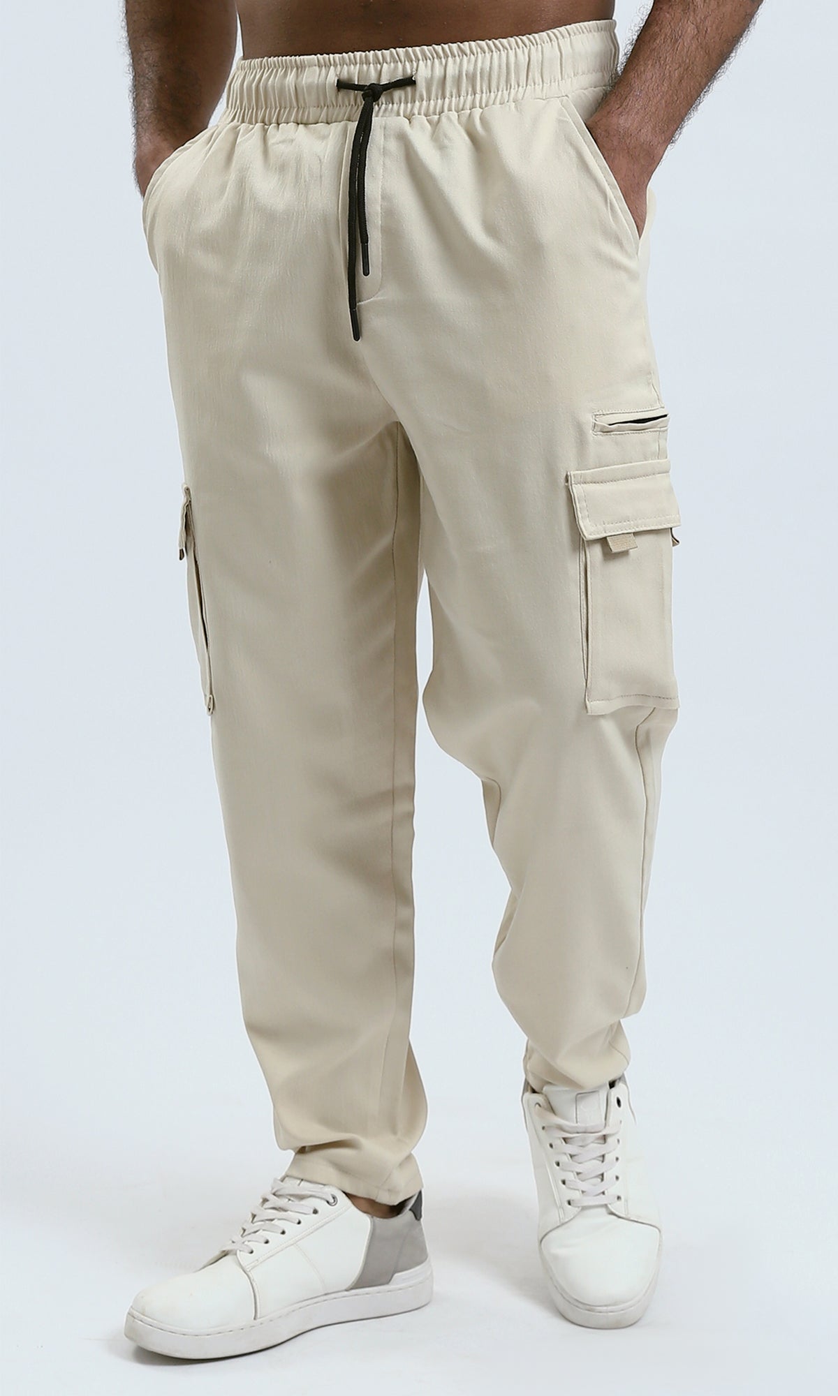O174043 Light Beige Regular Fit Jogger Pants With Pockets
