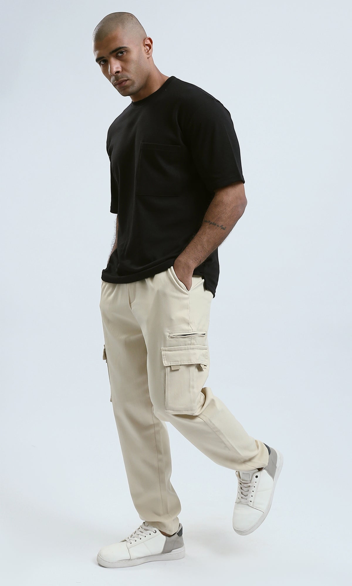 O174043 Light Beige Regular Fit Jogger Pants With Pockets