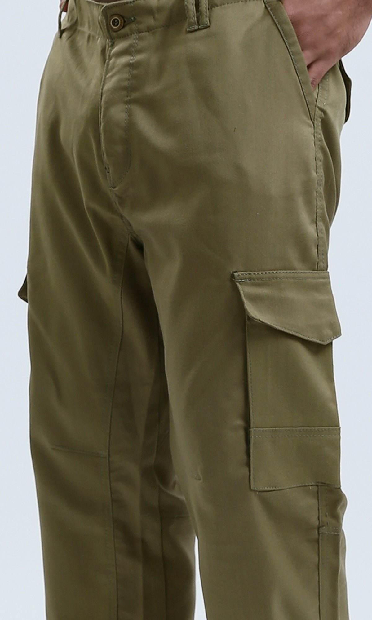 O174045 Polyester Jogger Pants With Belt Loops - Dark Olive