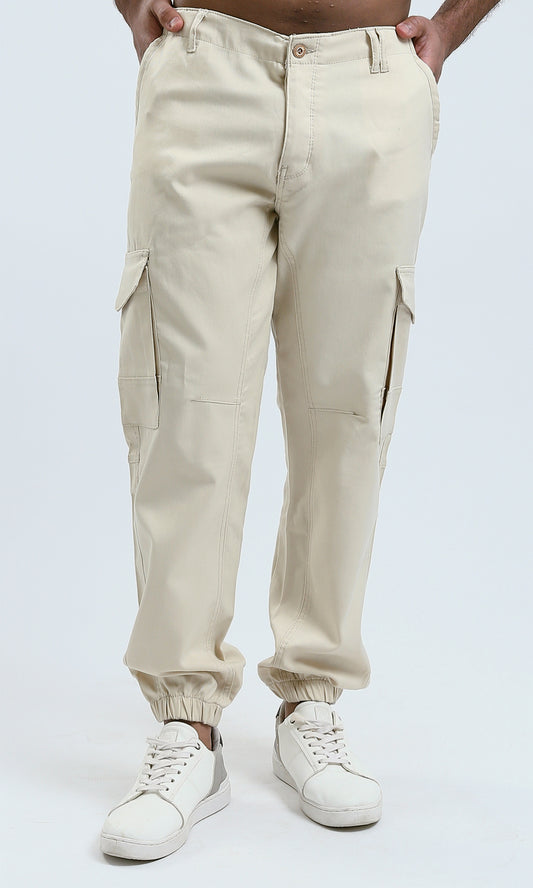 O174046 Casual Pants With Side Pockets - Beige