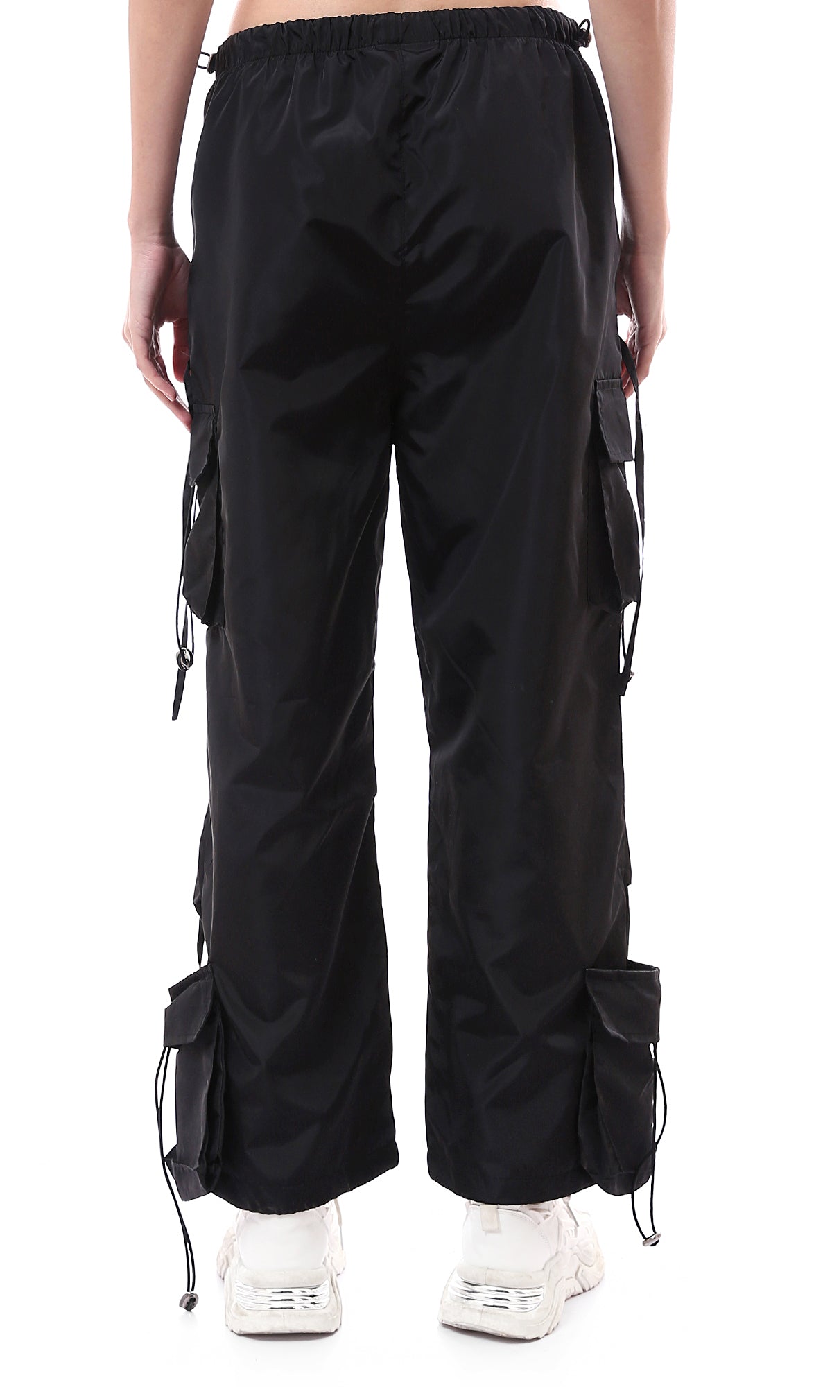 O174048 Solid Waterproof Black Casual Cargo Pants
