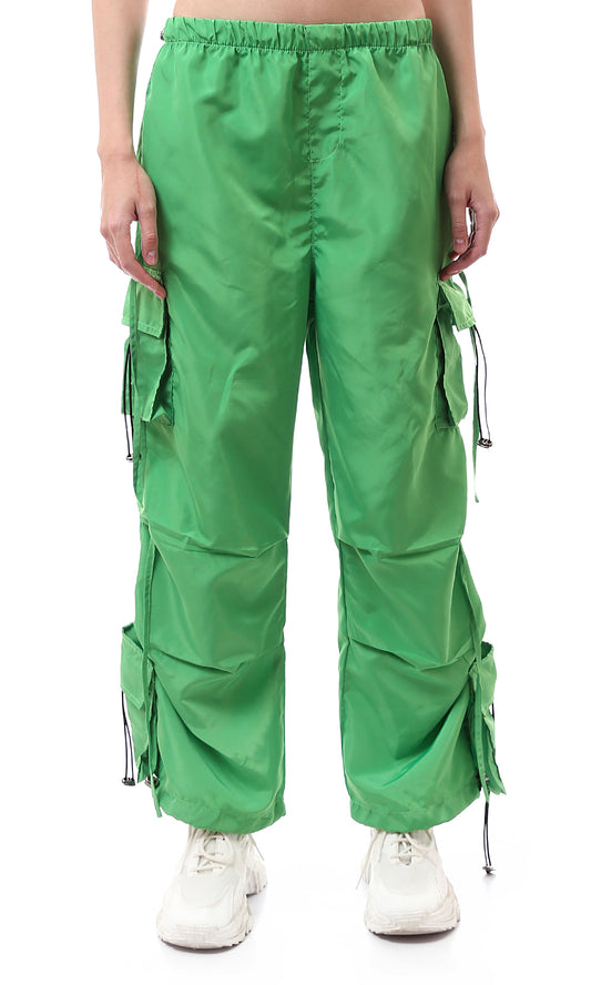 O174051 Slip On Light Green Cargo Pants With Adjustable Toggle