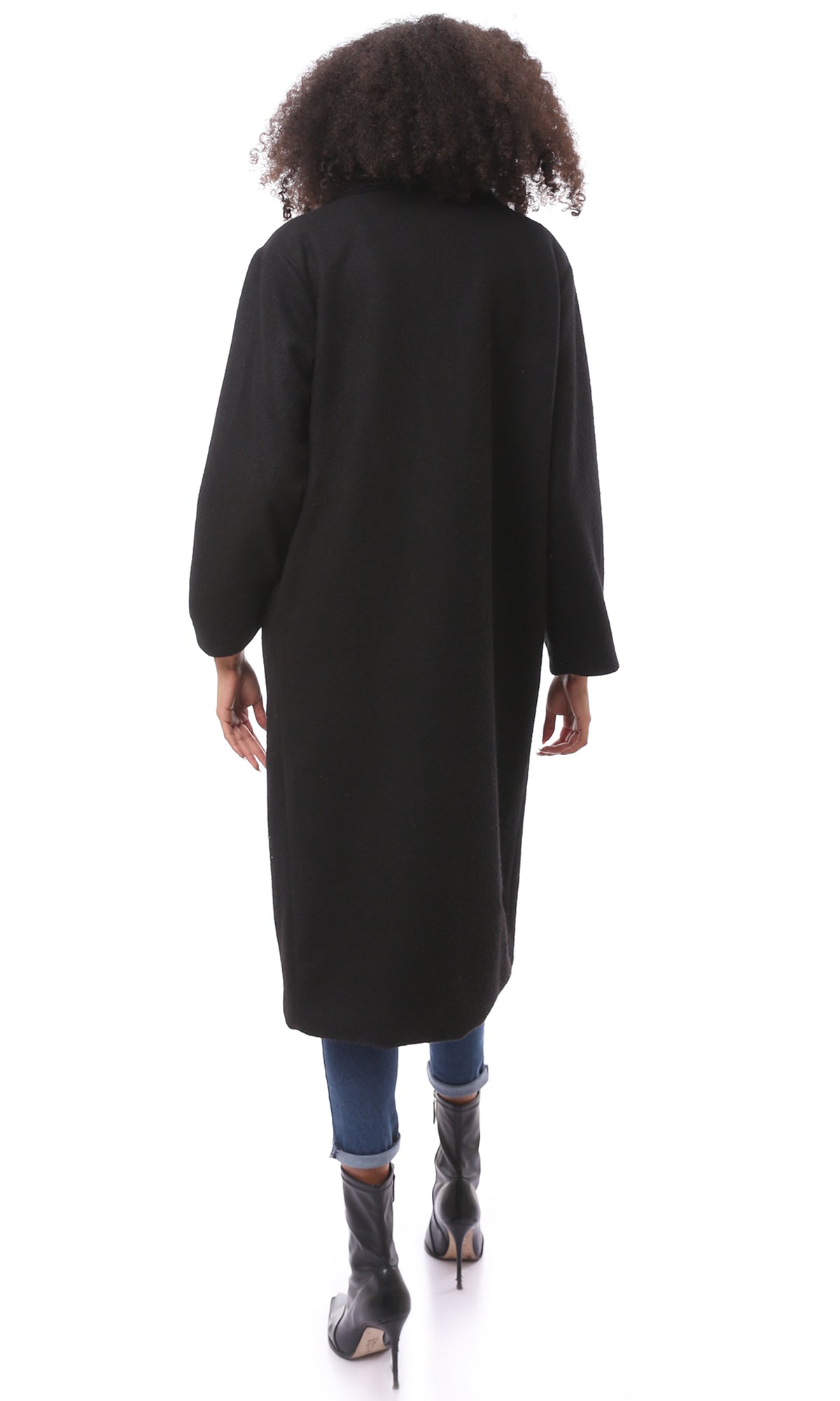 O174173 Long Sleeves Solid Black Gokh Coat