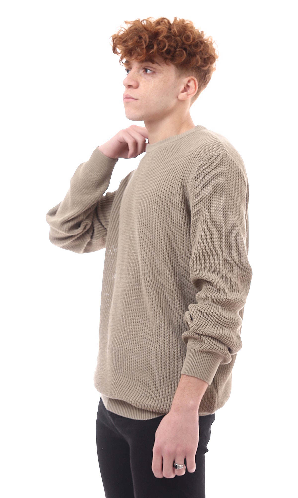 Sand Beige Lightweight Chunky Knit Pullover - O174393