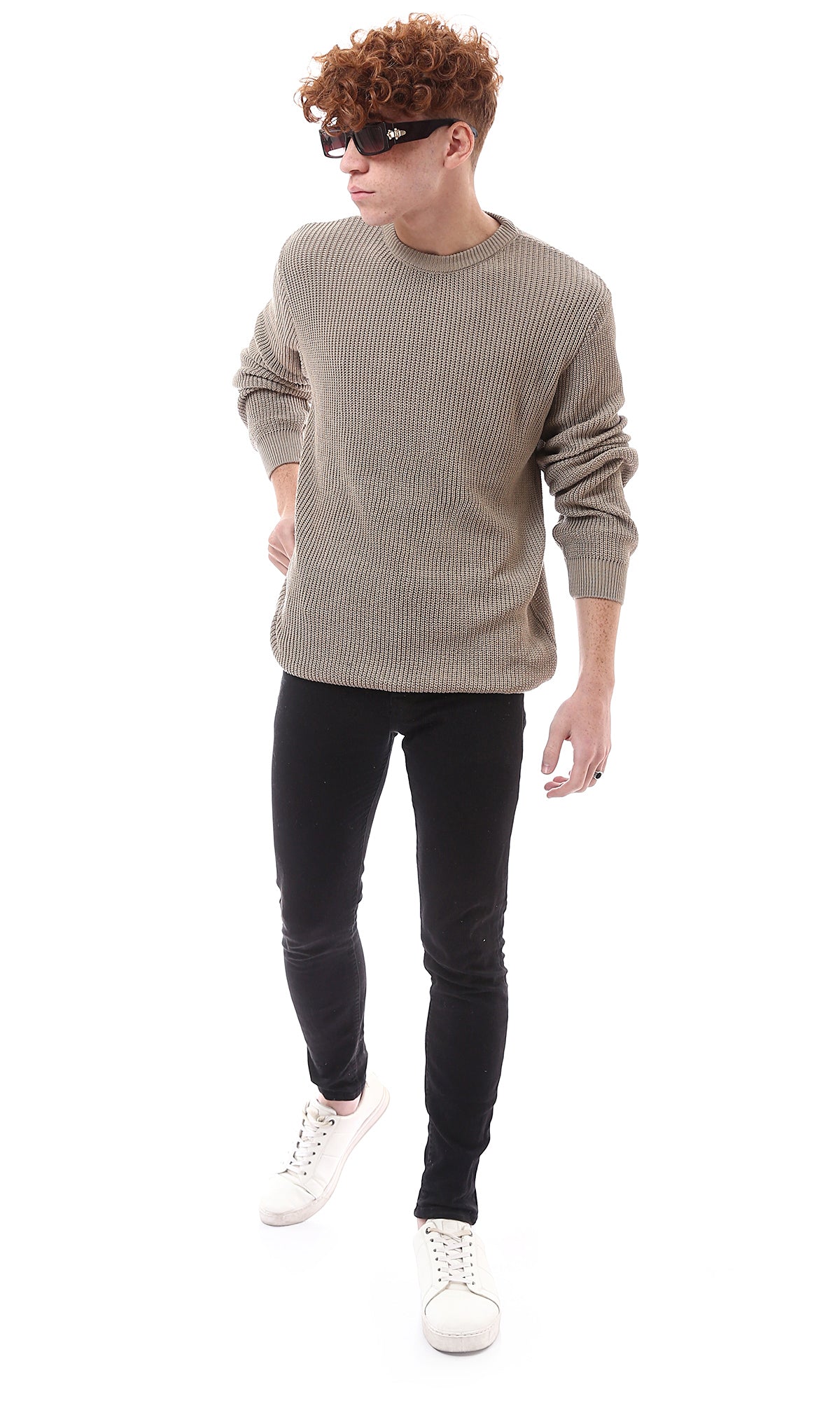 Sand Beige Lightweight Chunky Knit Pullover - O174393