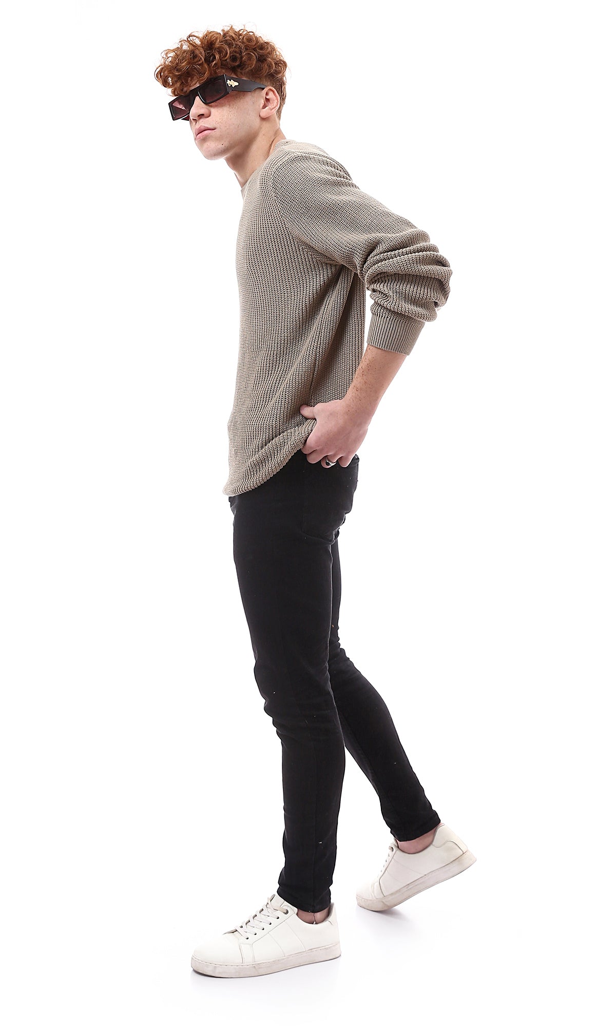 Sand Beige Lightweight Chunky Knit Pullover - O174393
