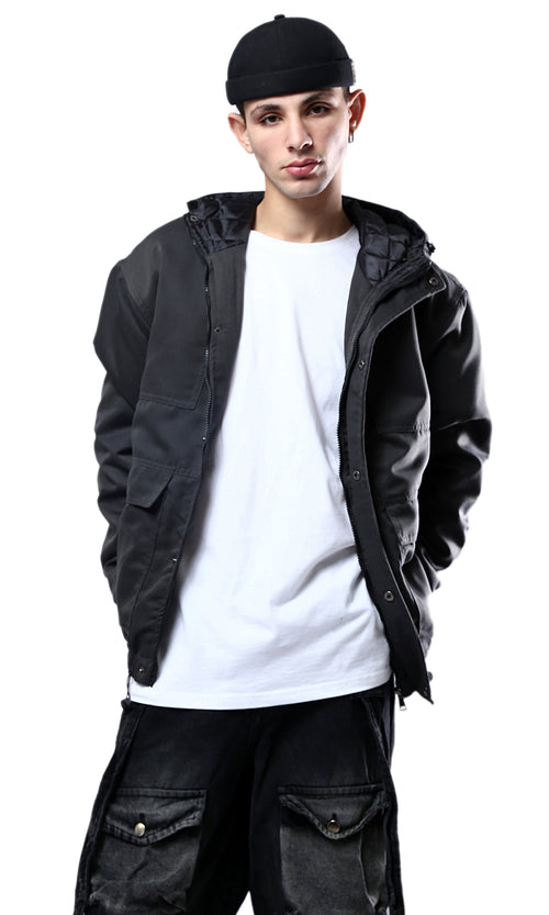 O174461 Regular Fit Charcoal Grey Jacket With Pockets