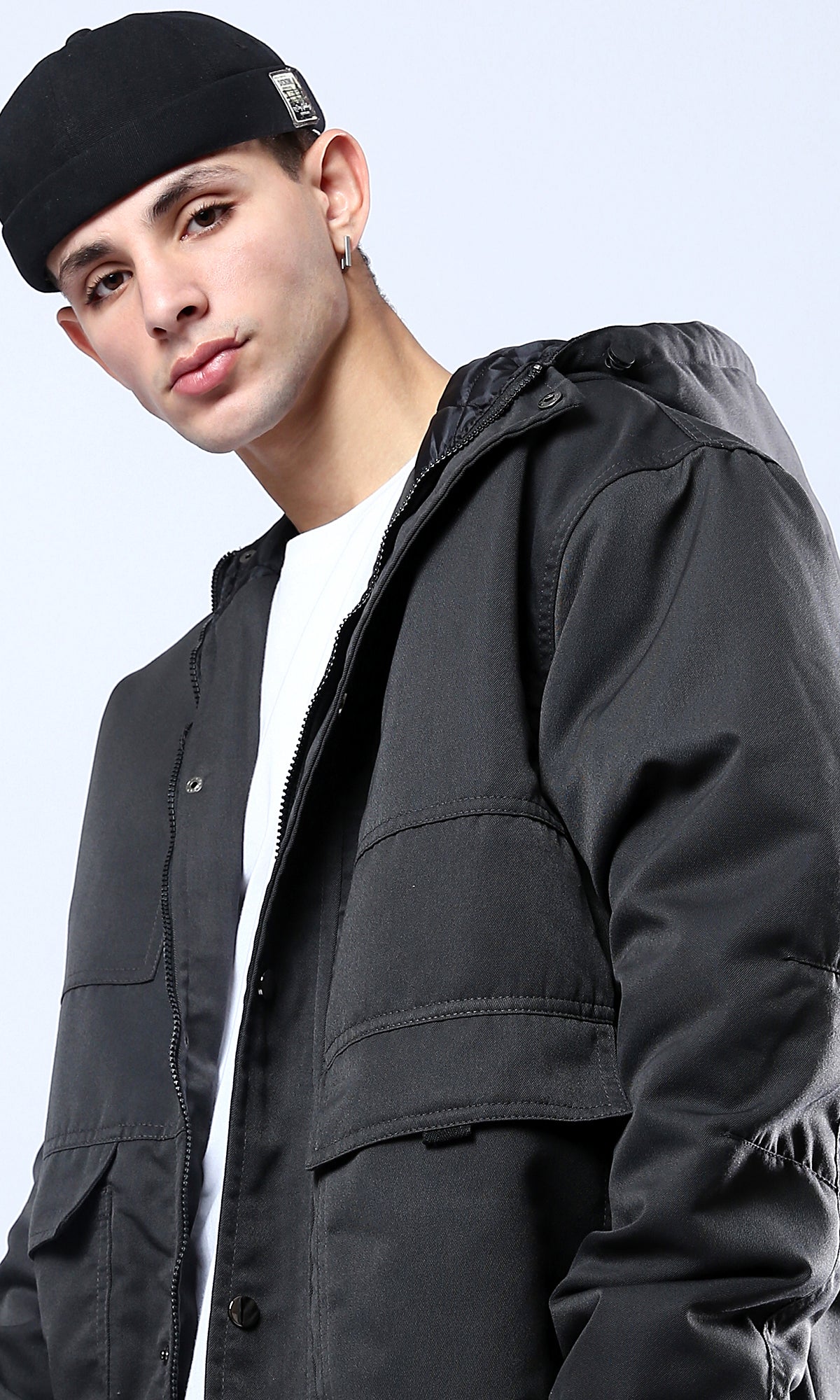 O174461 Regular Fit Charcoal Grey Jacket With Pockets