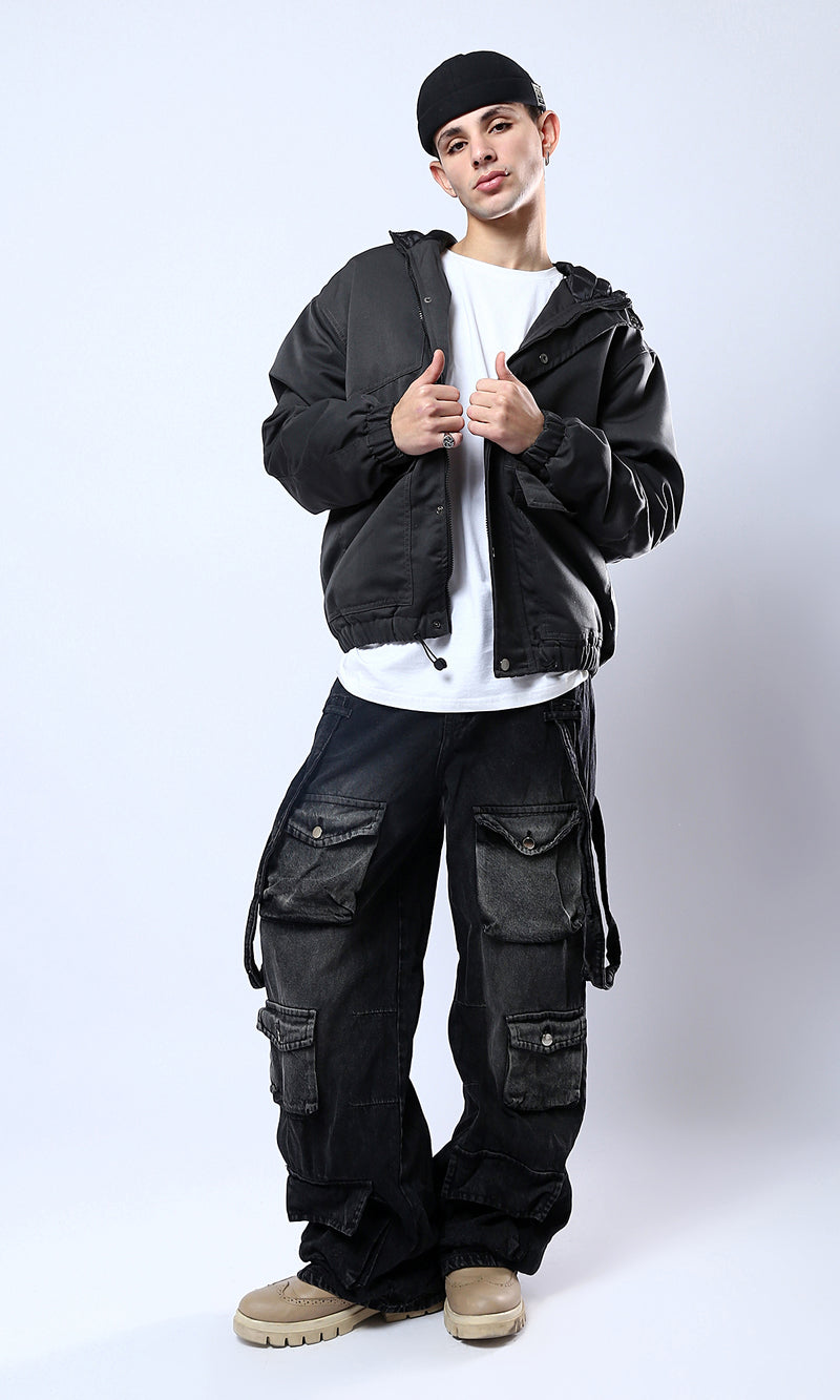 O174461 Regular Fit Charcoal Grey Jacket With Pockets