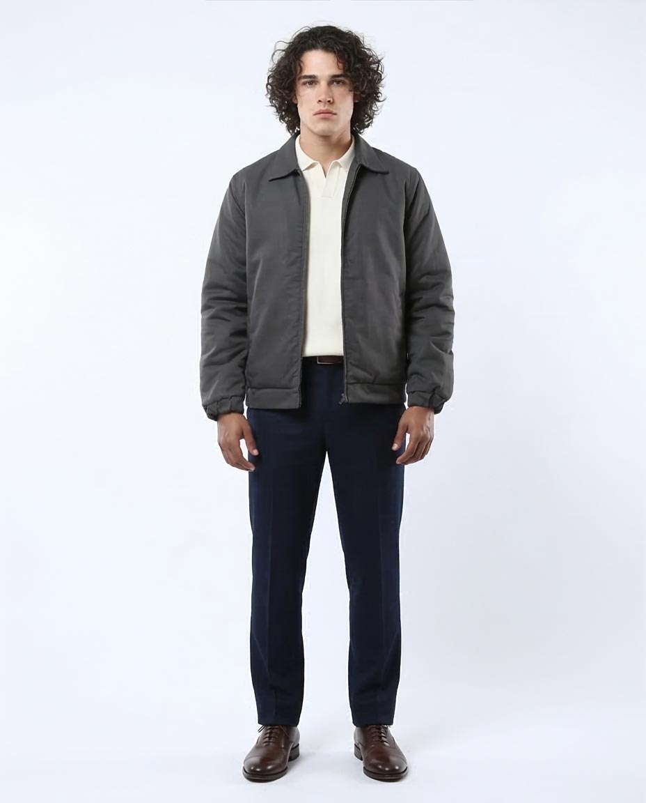 Charcoal Minimalist Padded Mechanic Jacket - O174463