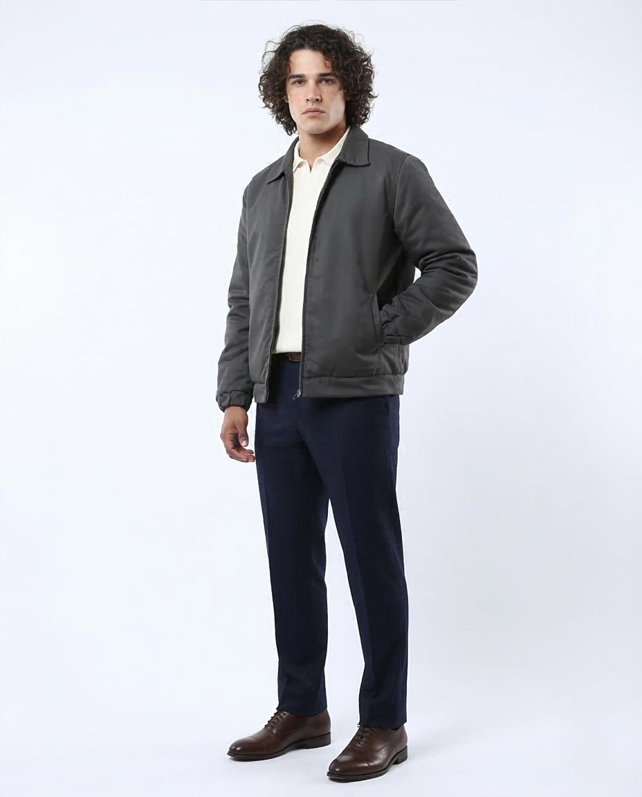 Charcoal Minimalist Padded Mechanic Jacket - O174463