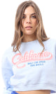 O174476 Light Blue Printed "California" Cropped Sweatshirt