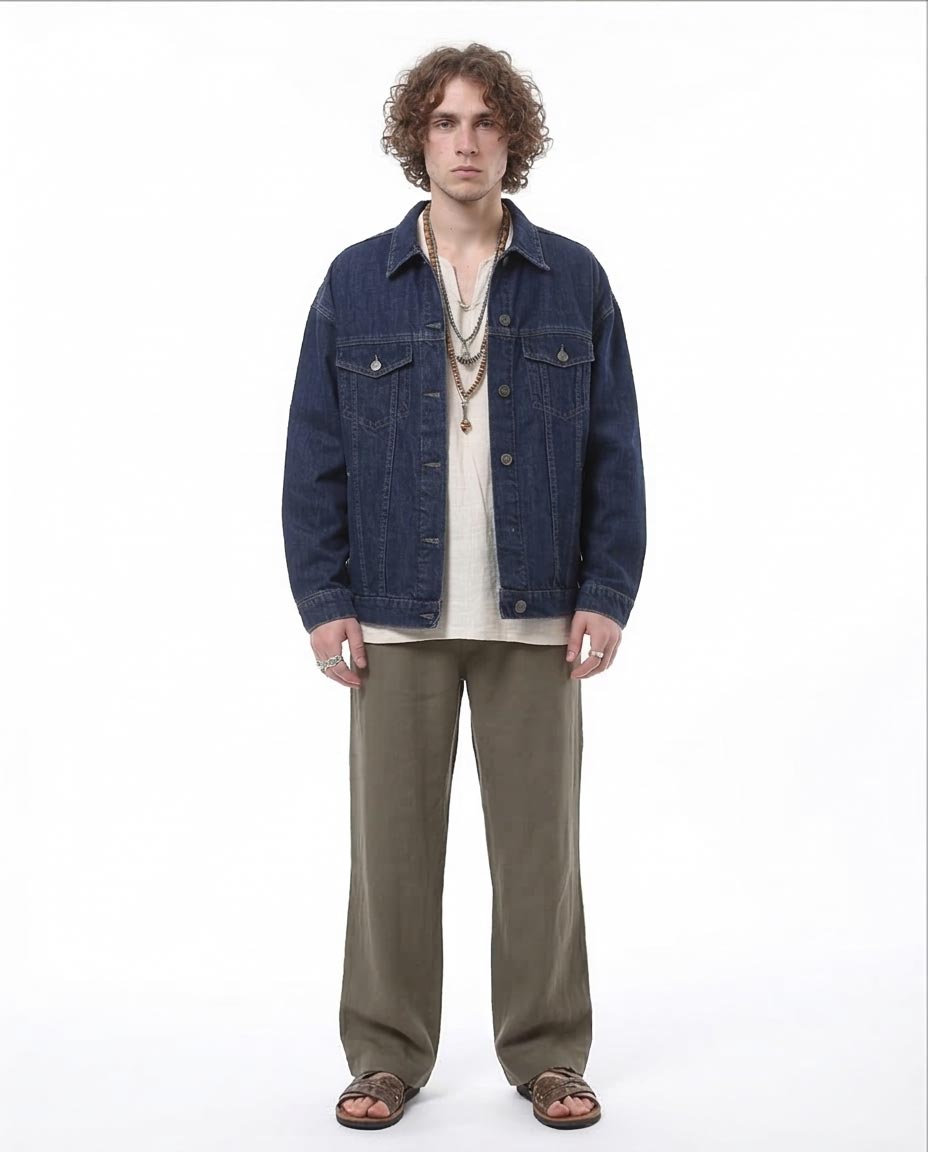Ravin Men's Oversized Dark Wash Denim Jacket - 0174496