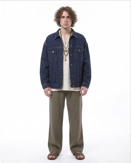 Ravin Men's Oversized Dark Wash Denim Jacket – Indigo Edition - o174496