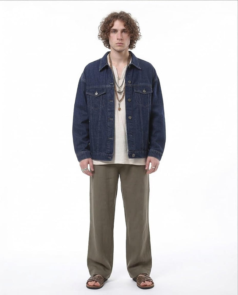 Ravin Men's Oversized Dark Wash Denim Jacket – Indigo Edition - o174496