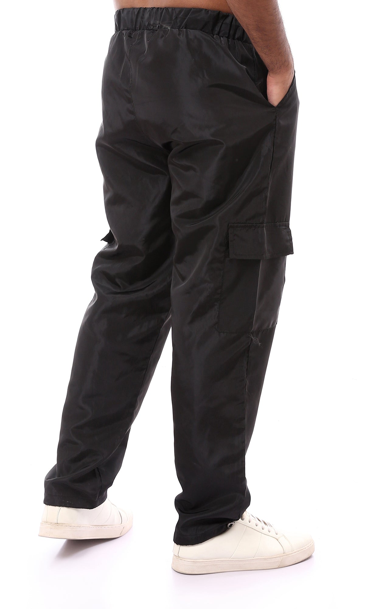 O174506 Wide Leg Black Olive Waterproof Cargo Pants