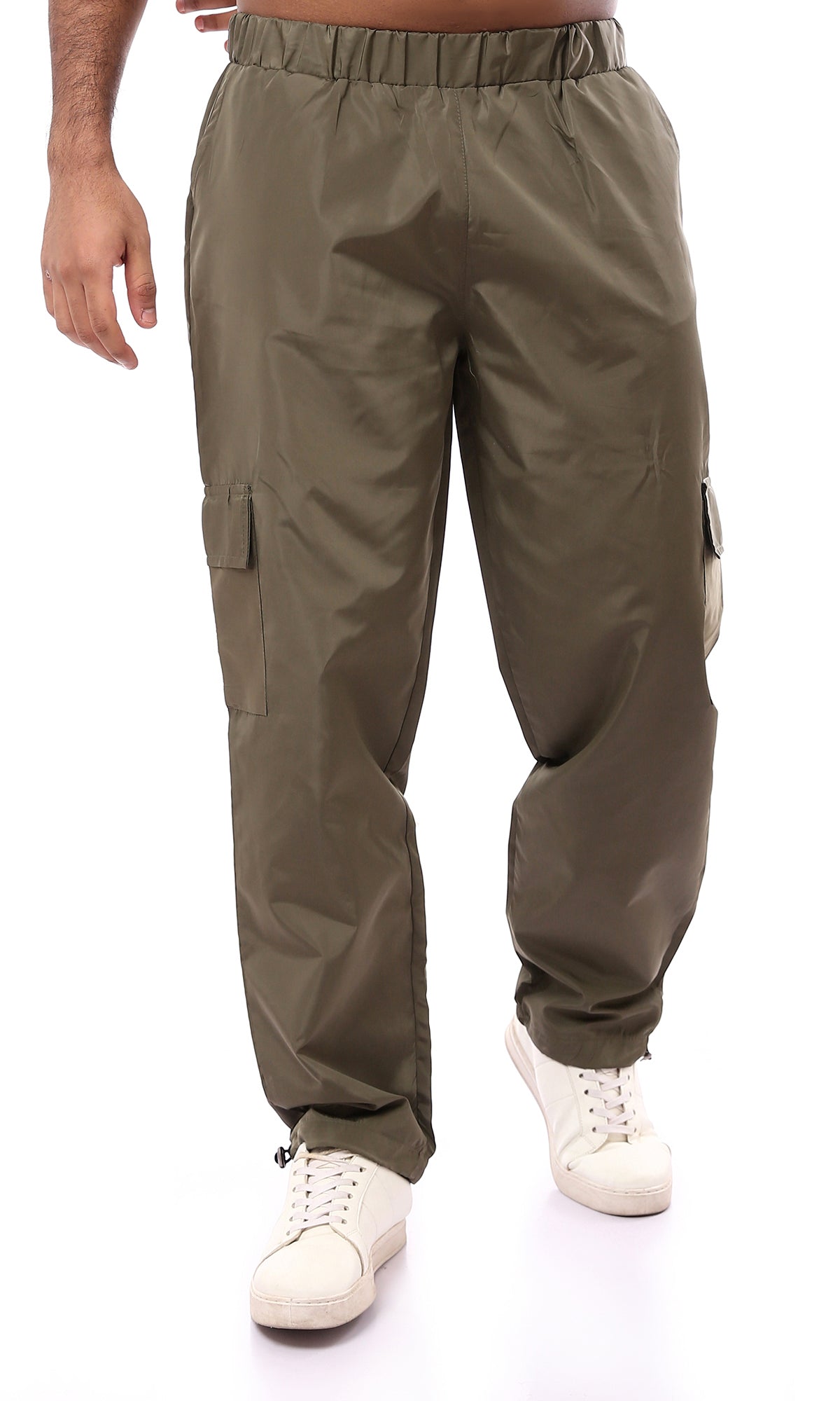 O174508 Solid Waterproof Dark Olive Cargo Pants