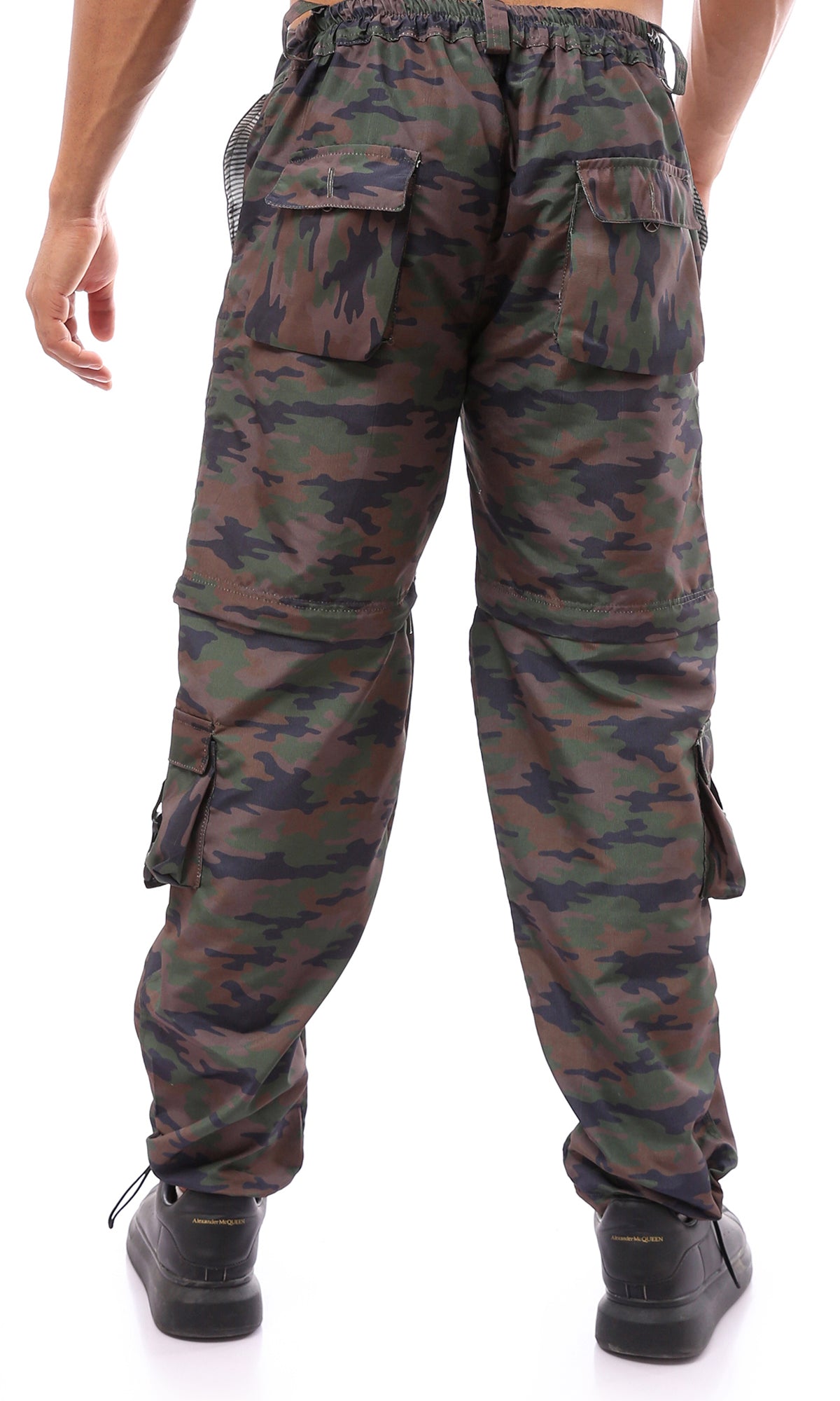 O174620 Multicolour Camouflage Cargo Pants With Belt Loops