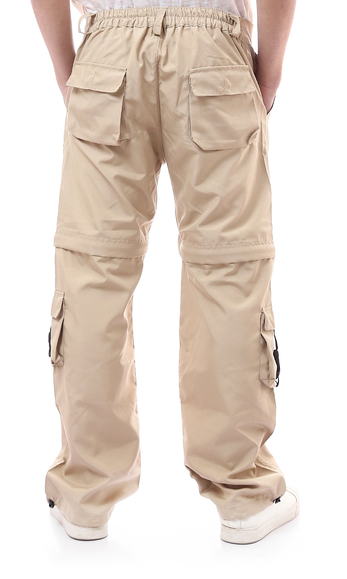 O174622 Double Style Casual Cargo Pants - Sand Beige