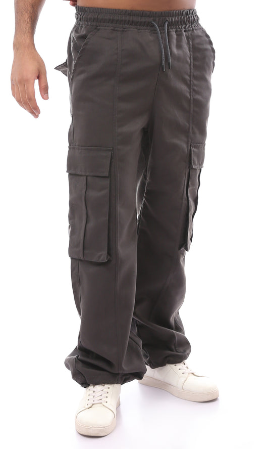 O174654 Dark Grey Cargo Pants With Adjustable Hem