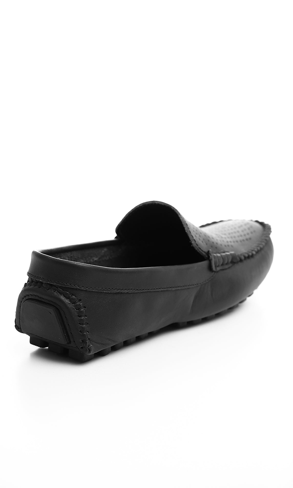 O174706 Slip On Leather Black Loafers