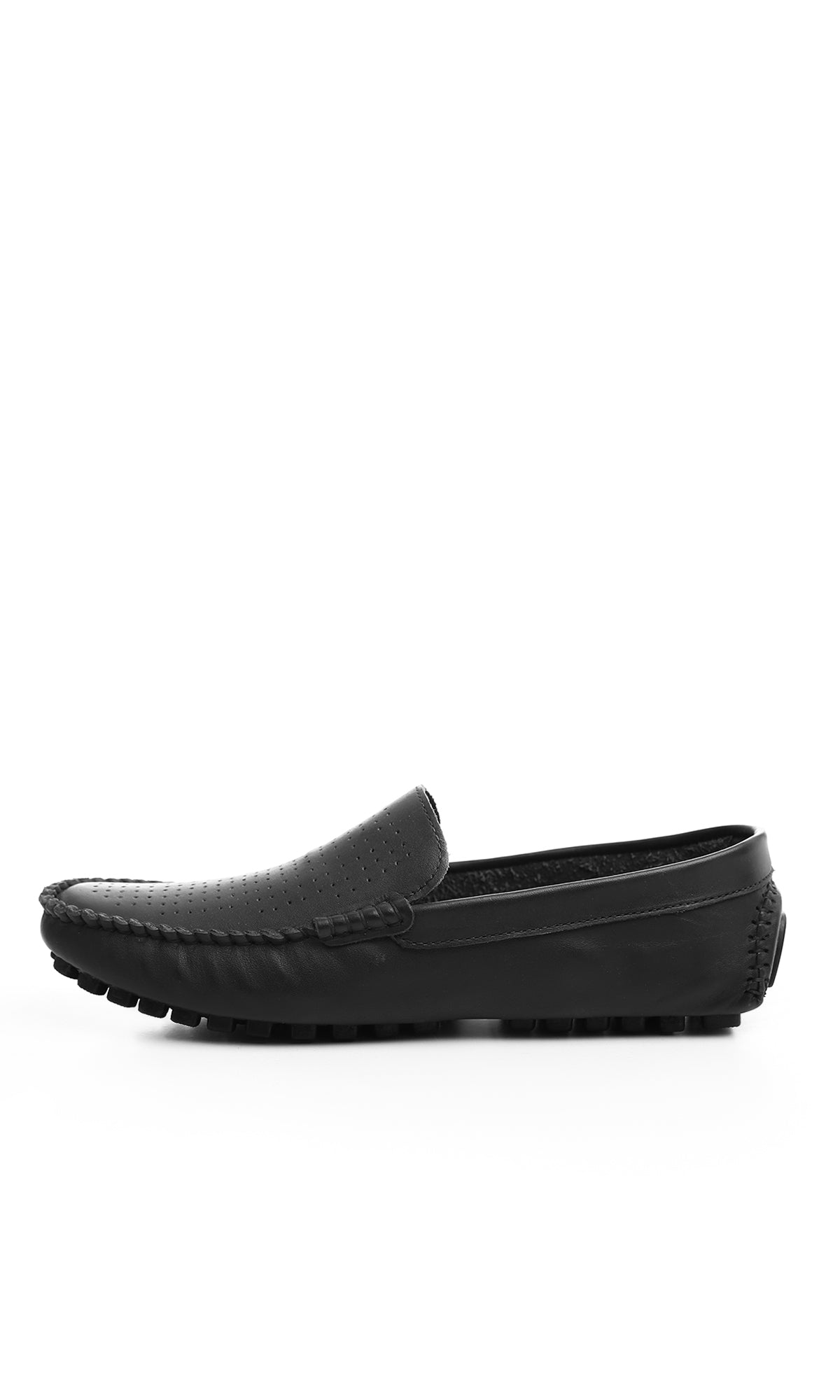 O174706 Slip On Leather Black Loafers