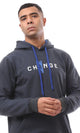 O174723 Printed "Change" Heather Navy Blue & Charcoal Hoodie