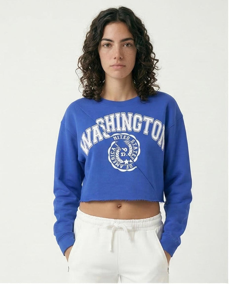 Ravin Women’s Sport Luxe Cropped Washington Graphic Sweatshirt – Royal Blue - o174724