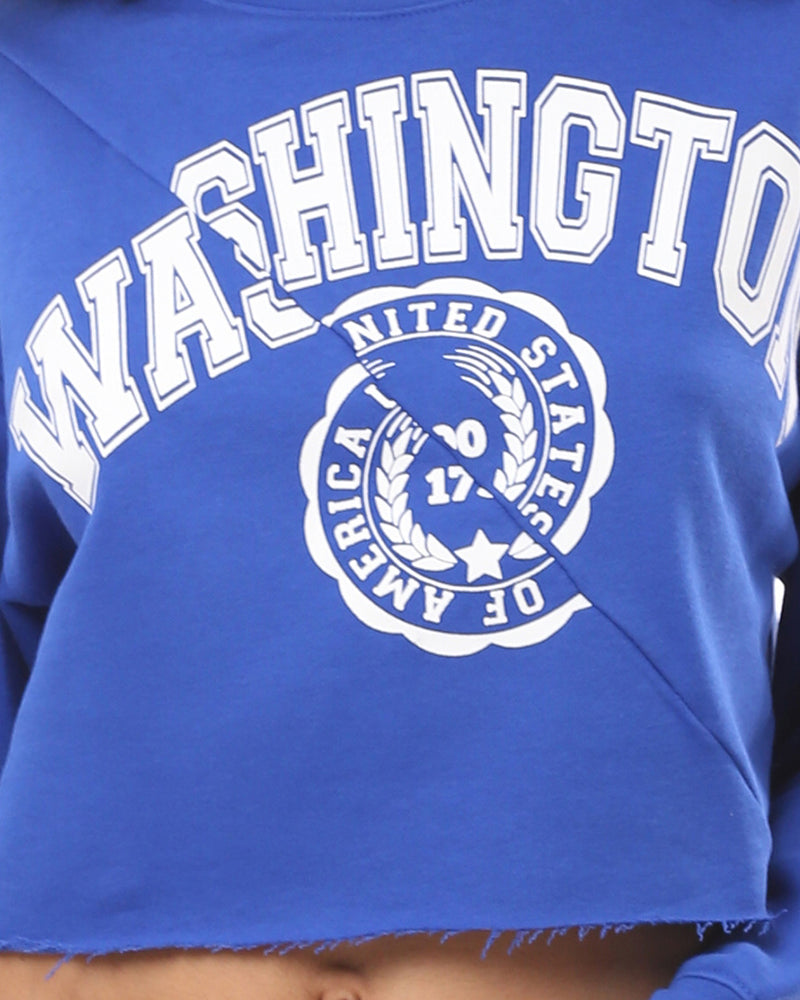Ravin Women’s Sport Luxe Cropped Washington Graphic Sweatshirt – Royal Blue - o174724