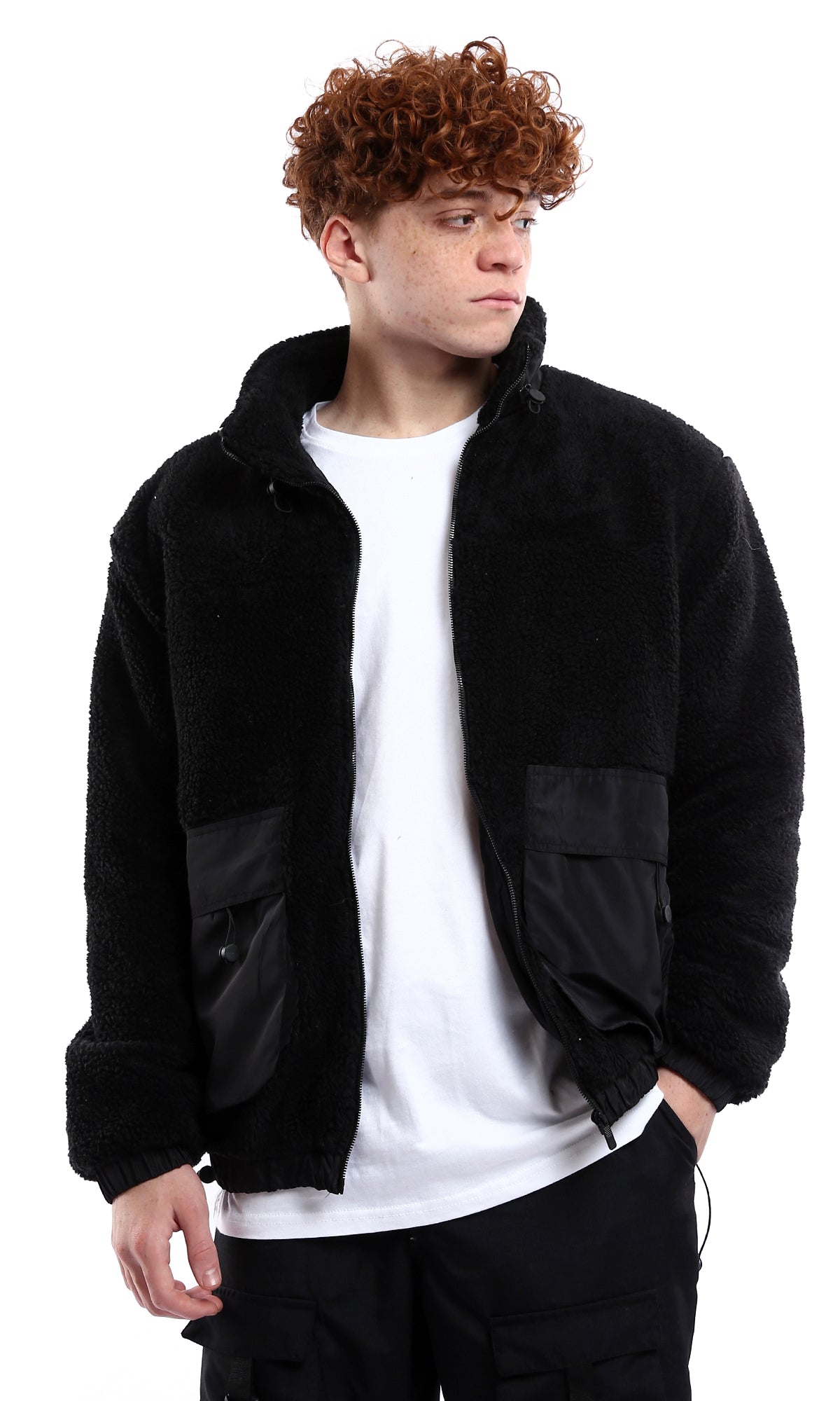 Black Borg Fleece Utility Zip-Up Jacket - O174754