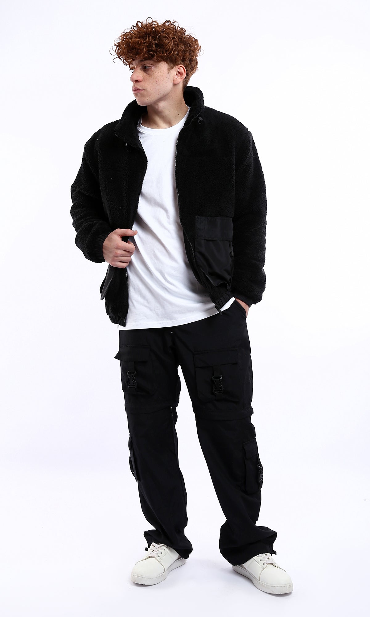 Black Borg Fleece Utility Zip-Up Jacket - O174754