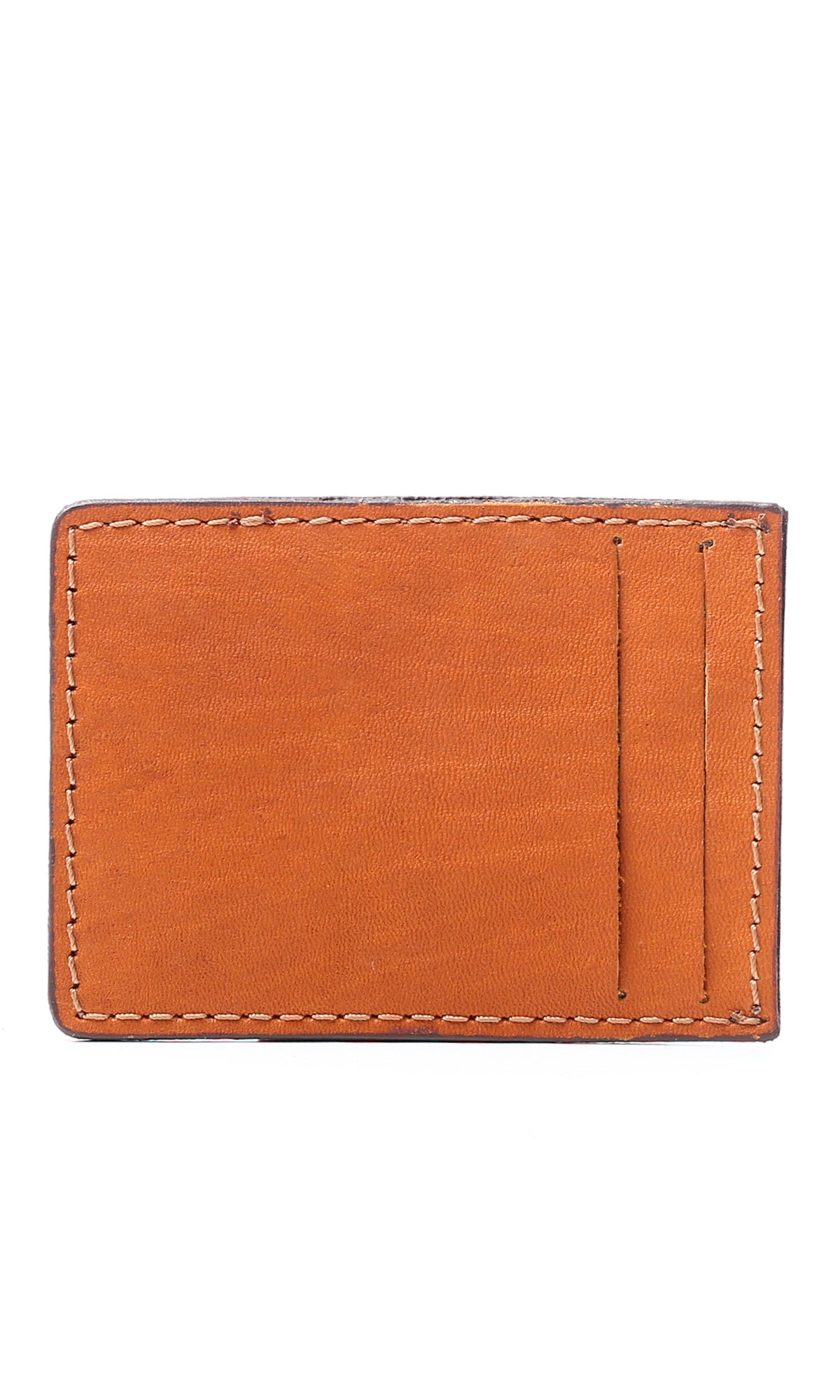 O174860 Dark Camel Textured Leather Cards Holder