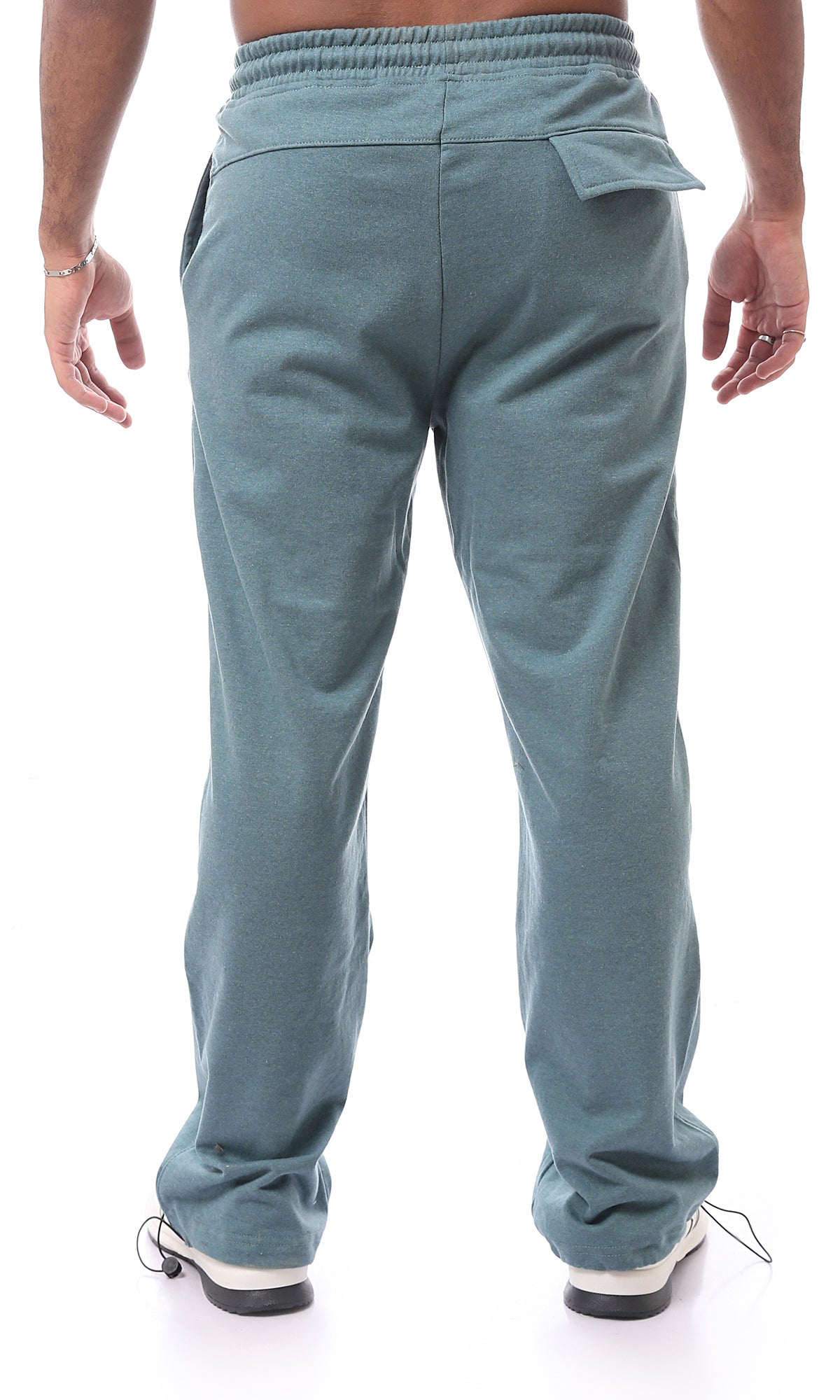 O174892 Slip On Jade Green Pants With Side Pockets